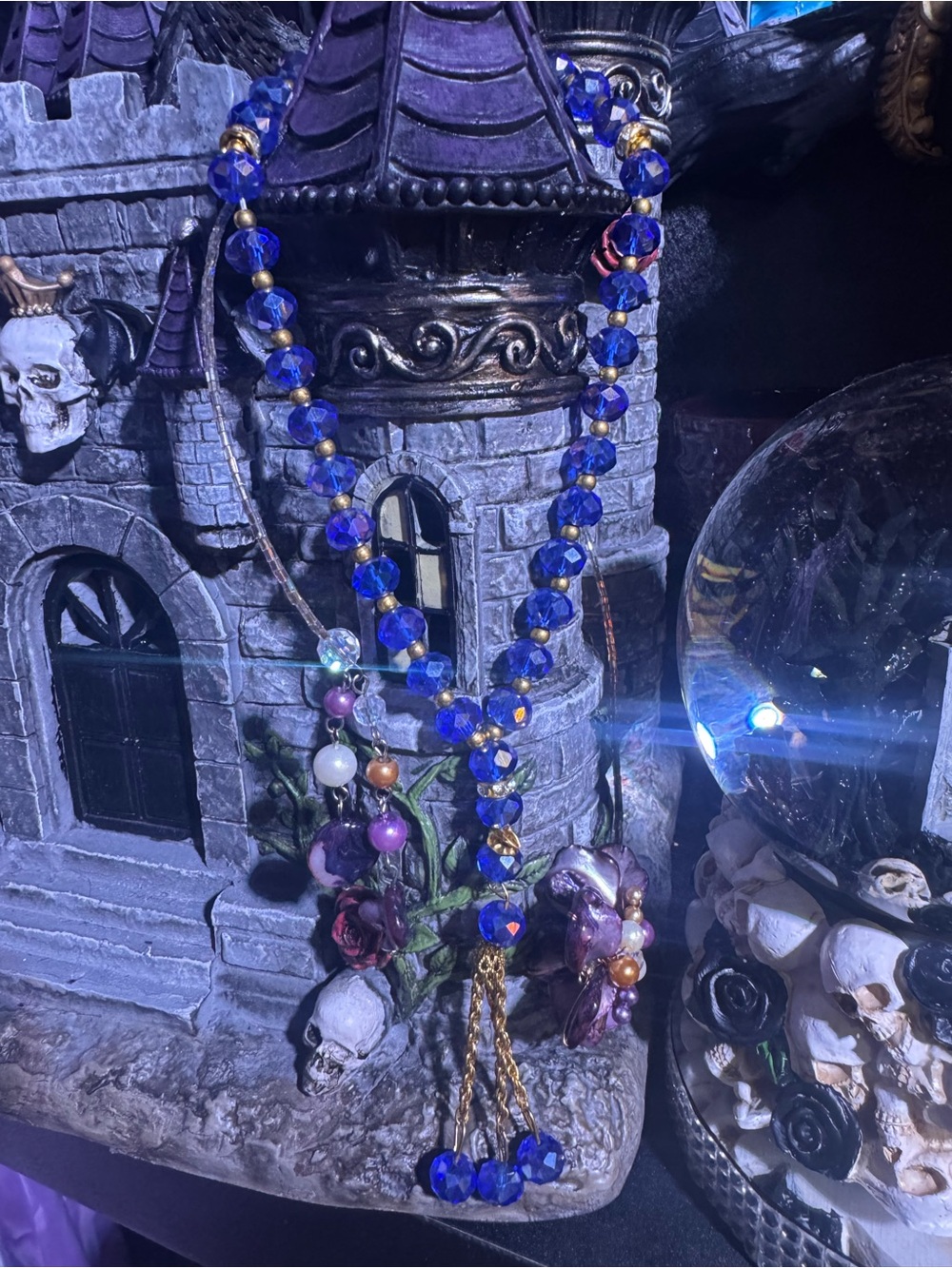 Royal Blue Beaded Statement Necklace -